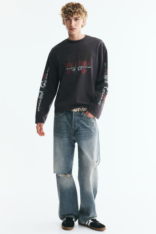 Relaxed-Fit Long-Sleeved Printed Cotton T-Shirt