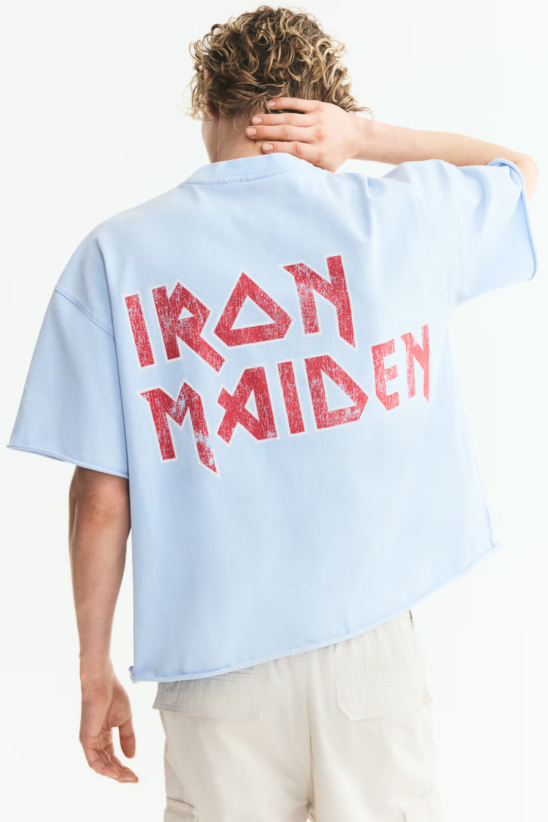 Oversized Printed Raw-Edge Cotton T-Shirt