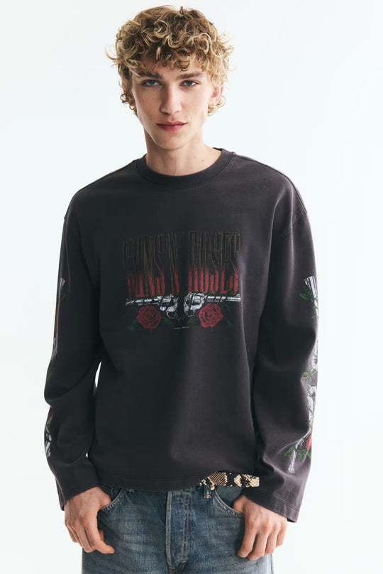 Relaxed-Fit Long-Sleeved Printed Cotton T-Shirt