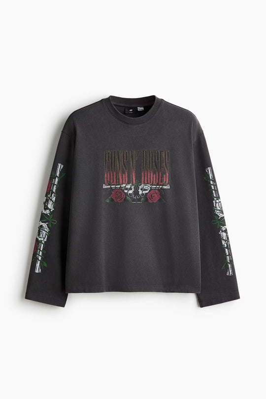 Relaxed-Fit Long-Sleeved Printed Cotton T-Shirt