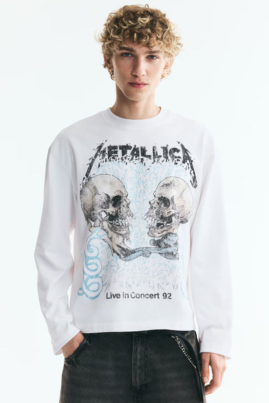 Relaxed-Fit Long-Sleeved Printed Cotton T-Shirt